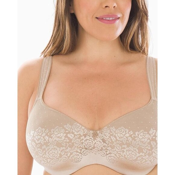 Soma 36DD Stunning Support Balconette Bra Nude Tan Beige Floral Lace Underwire - Picture 1 of 9